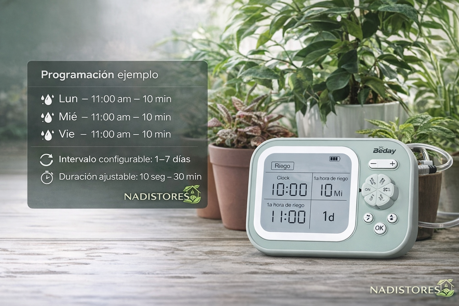 Sistema de Riego Automático para plantas de Interior, balcones, terrazas y oficinas